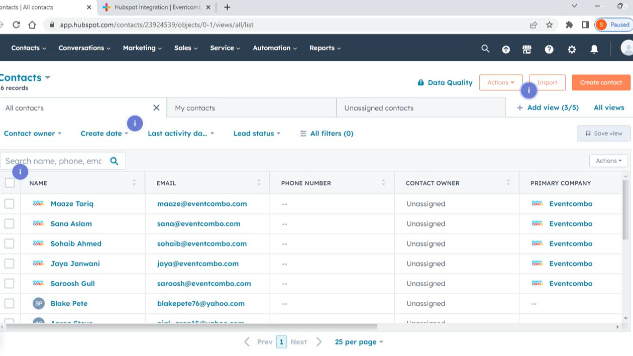 Sync Contacts, Deals, Registrations for your Events